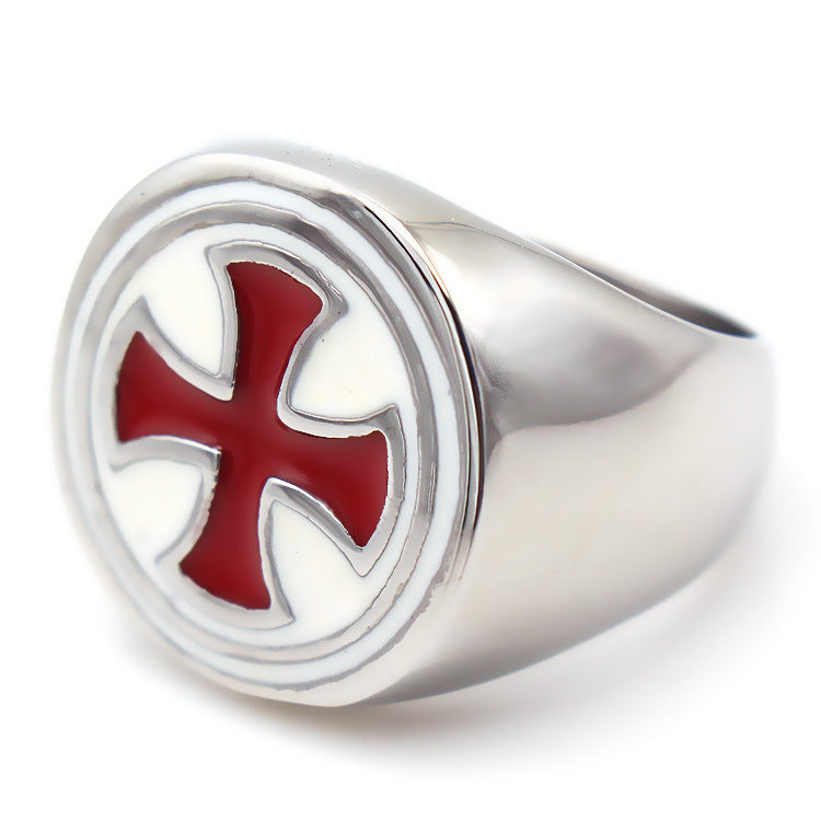 Retro Men's Titanium Steel Cross Ring