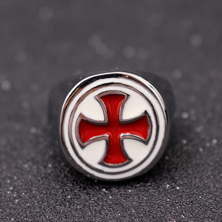 Retro Men's Titanium Steel Cross Ring