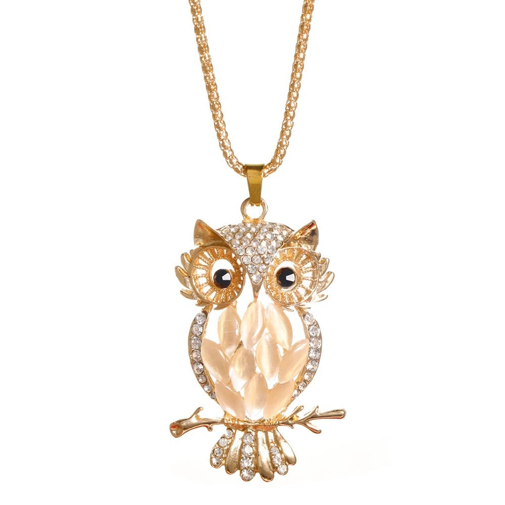 Ladies' Fashion Sweater Owl Pendant Necklace