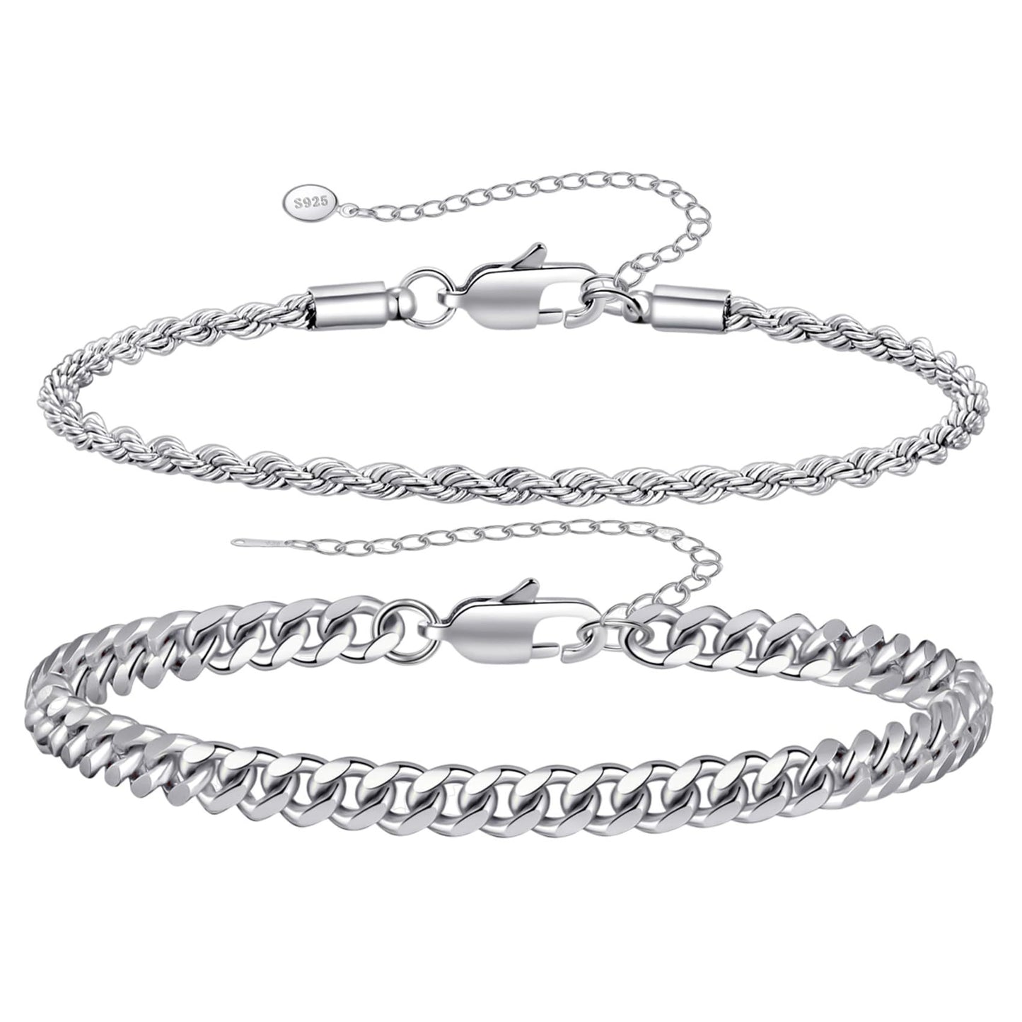 New Men's Cuban Chain Bracelet Set