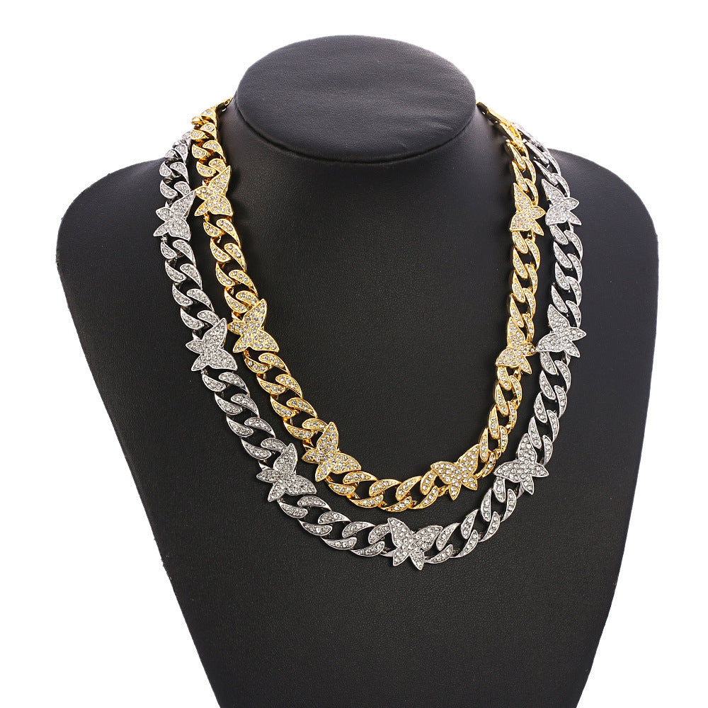 Small Butterfly Chain Diamond Rhinestone Necklaces