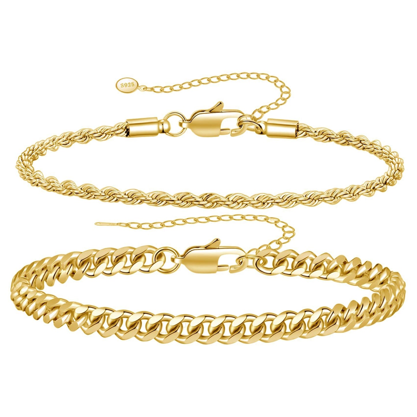 New Men's Cuban Chain Bracelet Set