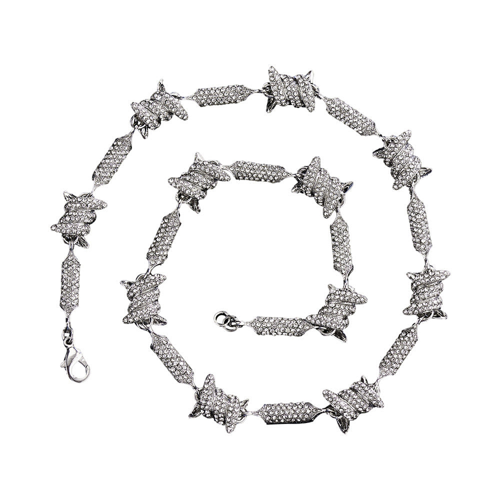 Irregular 3D Solid Alloy Pave Infinite Chain Cuban Chain Jewelry 3